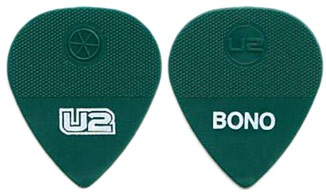 bono also uses the same guitar pick as the edge